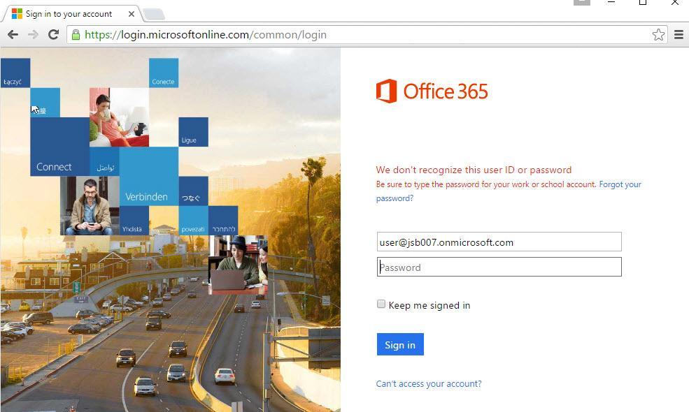 Office 365 1 reset forgotten password login