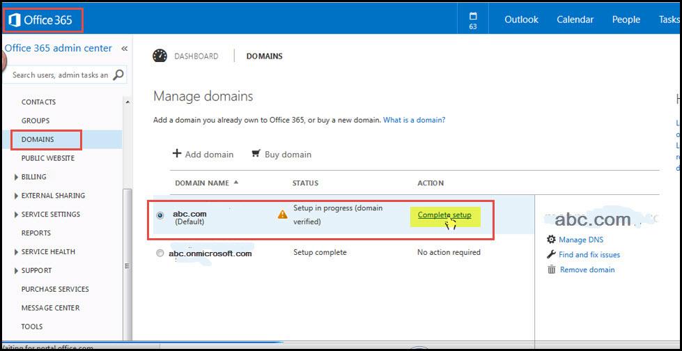 Office 365 21 change dns entries complete setup