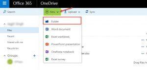 Office 365 3 upload file folder one drive folder