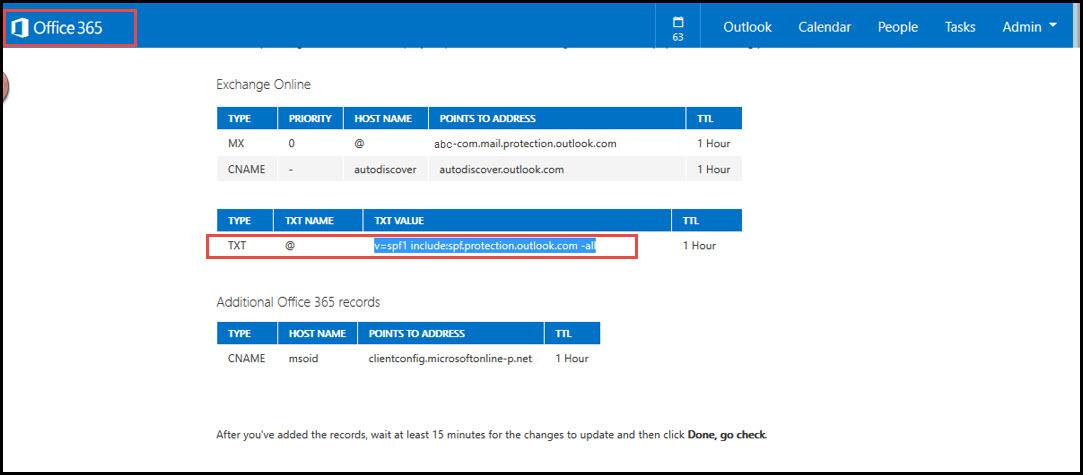 Office 365 30 change dns entries txt edit