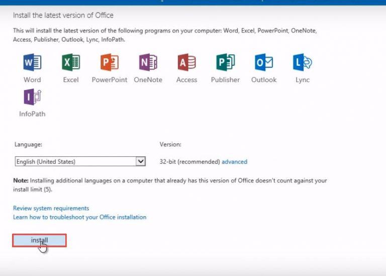 download microsoft office through office 365