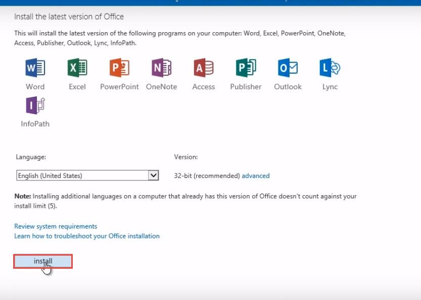 Office 365 5 install office install
