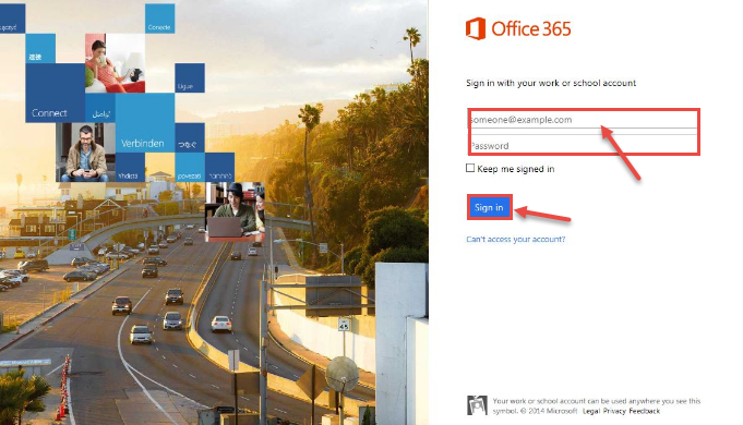 office 365 1 log in screen