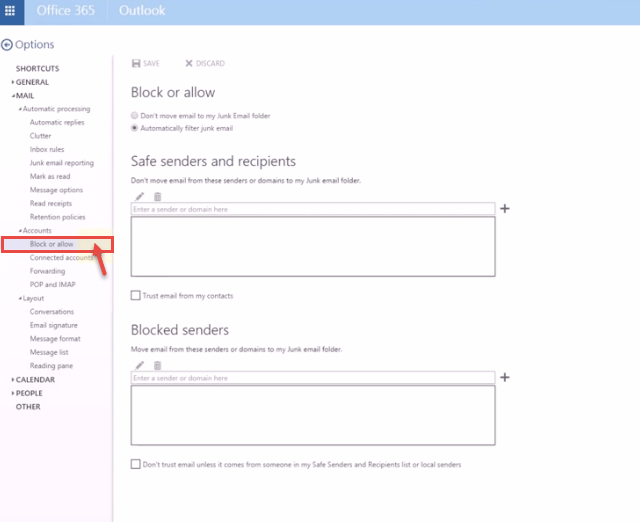 office 365 10 account settings