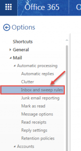 office 365 2 inbox sweep rules