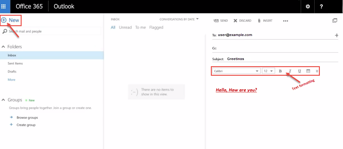 office 365 3 create new email