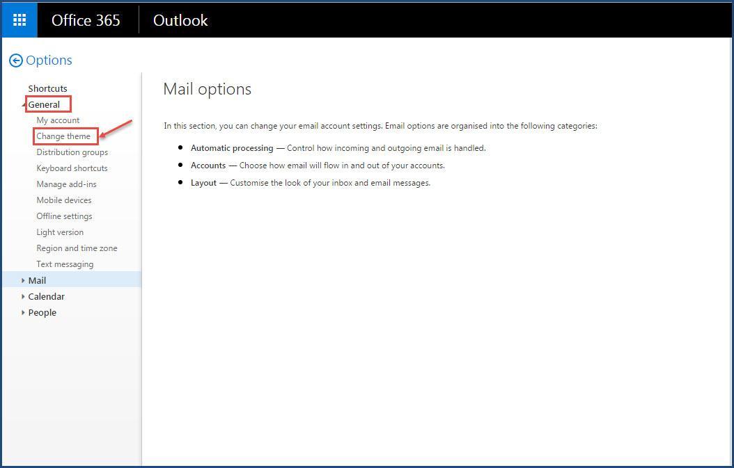 How to set new theme in Office 365 Outlook Office 365