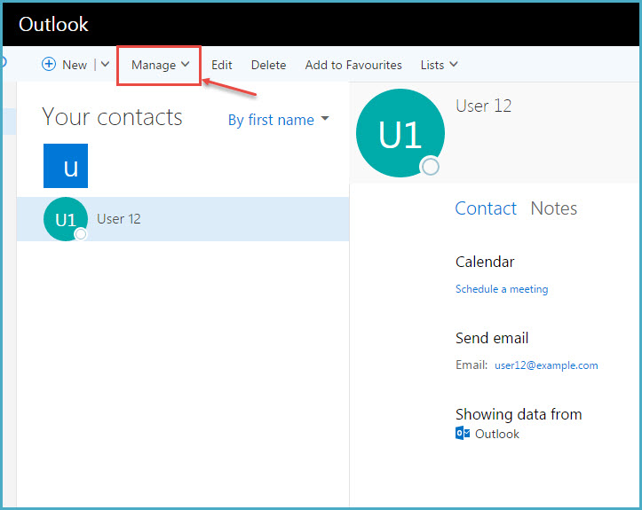 export office 365 contacts