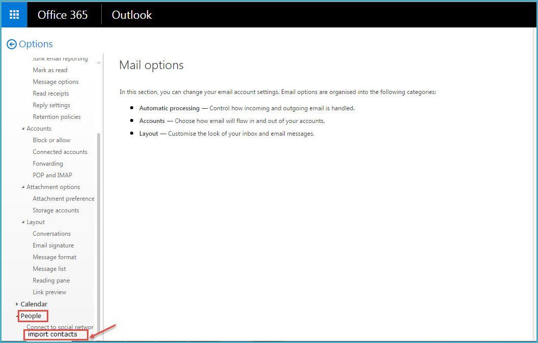 how to import contacts to outlook 365