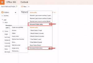 office 365 4 archive retention policy