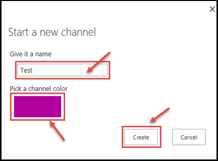 office 365 4 create new channel