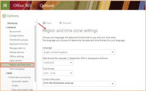 office 365 5 change region and time zone