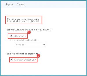 office 365 5 export contacts