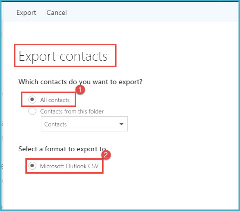 office 365 5 export contacts