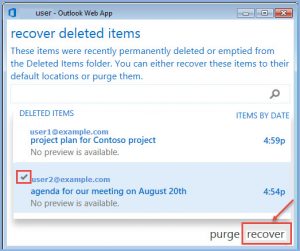 office 365 5 select recover deleted items