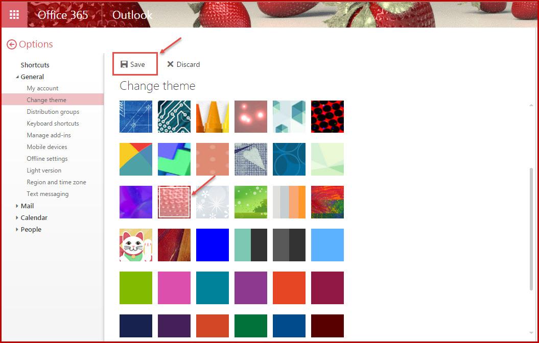 office 365 5 select theme and save