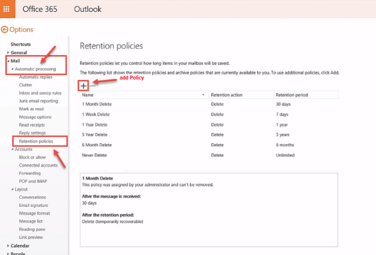 How to set up Email Retention and Archiving policy in office 365 Office 365 Support