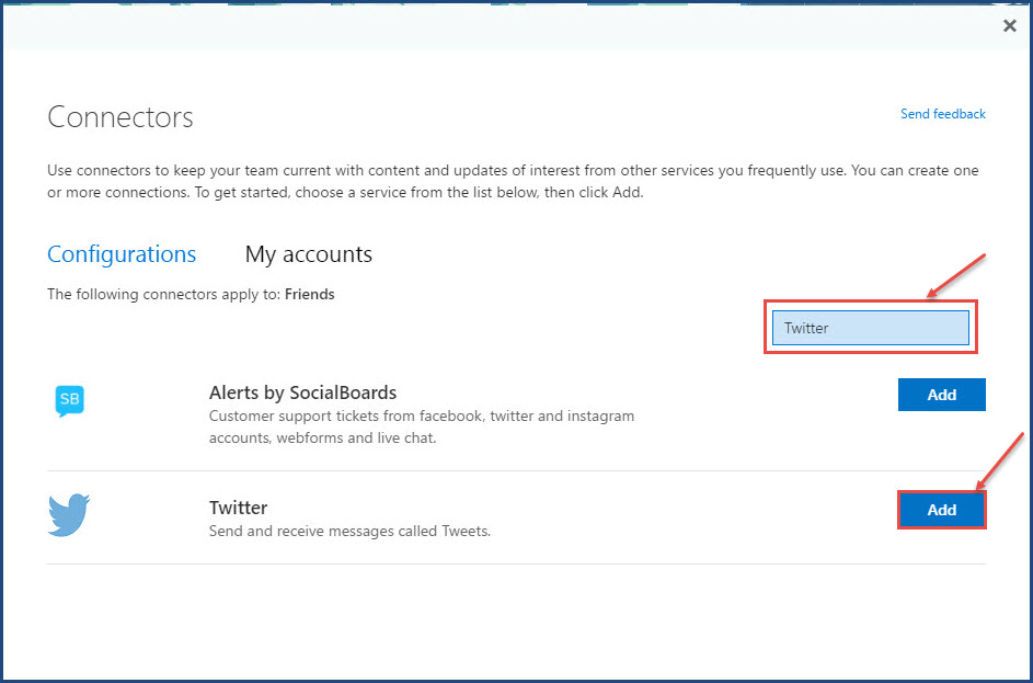 office 365 6 twitter connectors