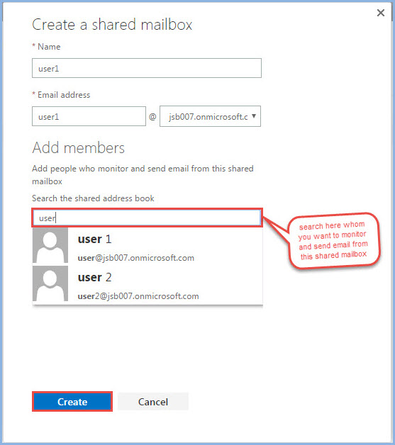 office 365 8 created shared mailbox user