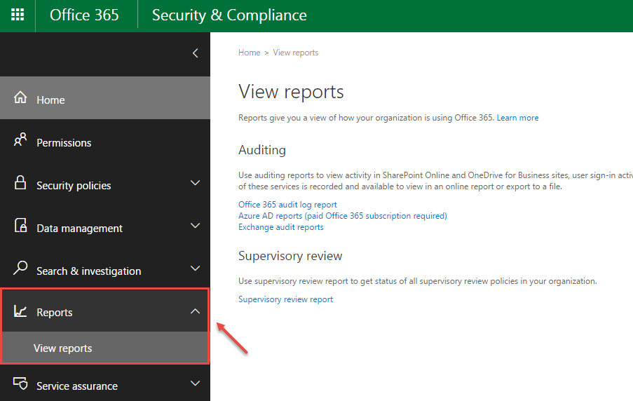 office 365 8 reports