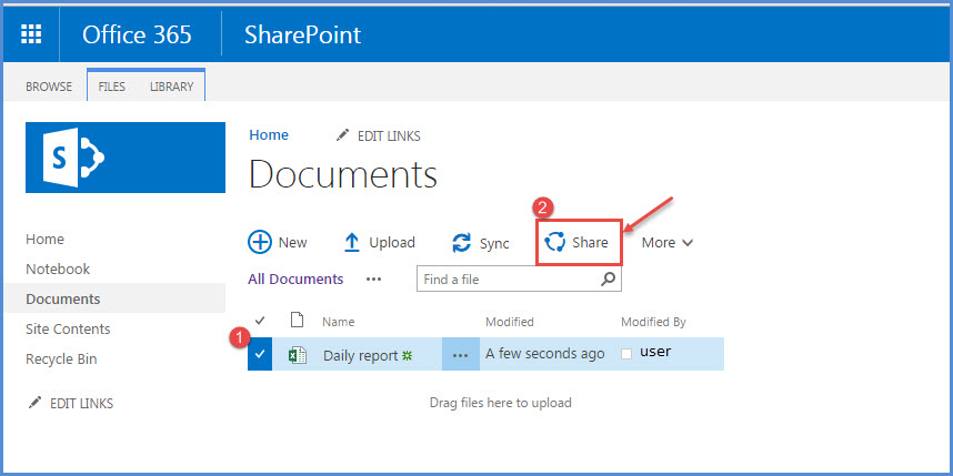 office 365 8 share uploaded document