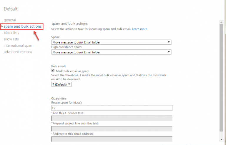 Configuring spam filters in Office 365 Exchange | Office 365 Support