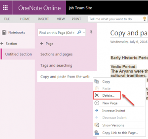 office 365 9 delete page