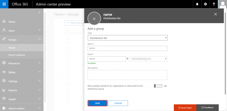 change distribution list to office 365 group