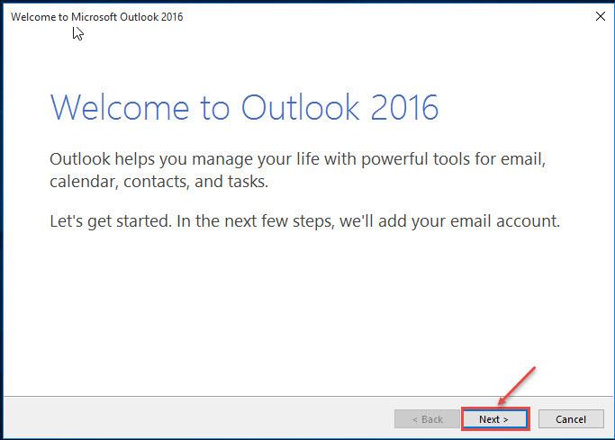 outlook 365 11 configure next