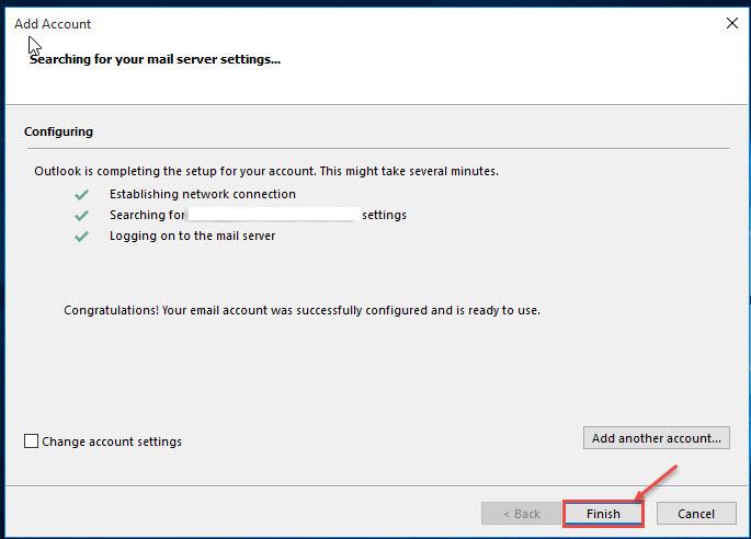 outlook 365 15 configure finish